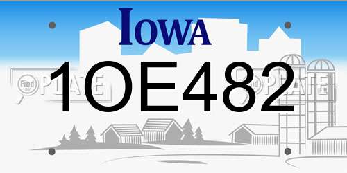 1OE482 Iowa License Plate