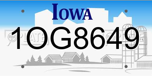 1OG8649 Iowa License Plate
