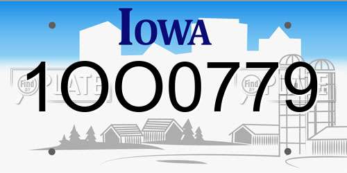 1OO0779 Iowa License Plate