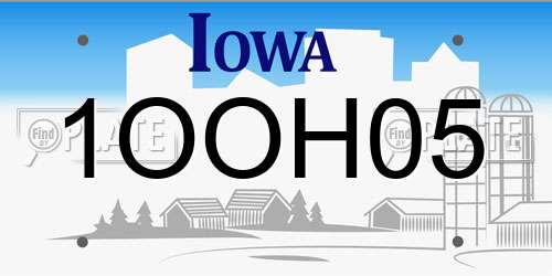 1OOH05 Iowa License Plate