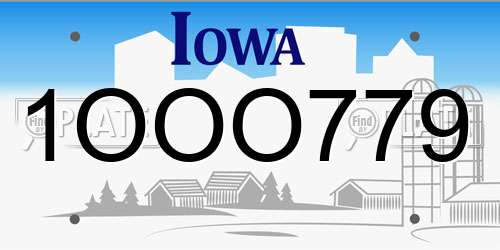 1OOO779 Iowa License Plate