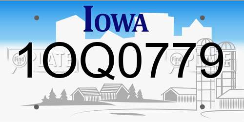 1OQ0779 Iowa License Plate
