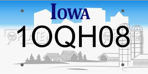 1OQH08 Iowa License Plate