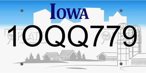1OQQ779 Iowa License Plate