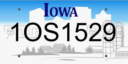 1OS1529 Iowa License Plate