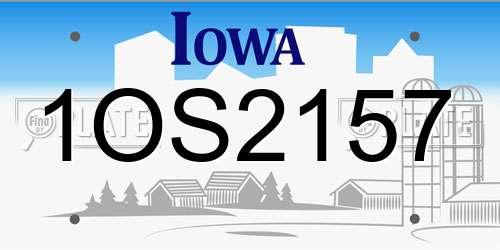 1OS2157 Iowa License Plate