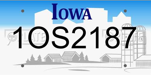 1OS2187 Iowa License Plate