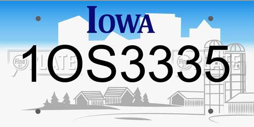 1OS3335 Iowa License Plate