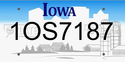 1OS7187 Iowa License Plate