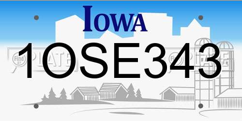 1OSE343 Iowa License Plate
