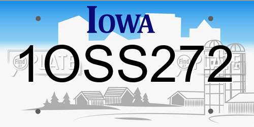 1OSS272 Iowa License Plate