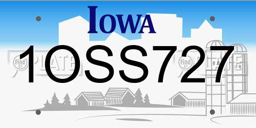 1OSS727 Iowa License Plate