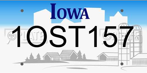 1OST157 Iowa License Plate