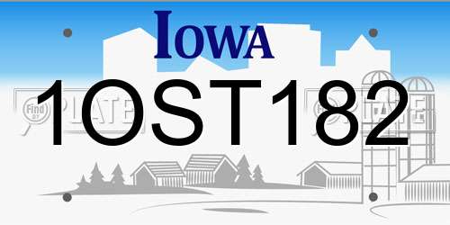 1OST182 Iowa License Plate