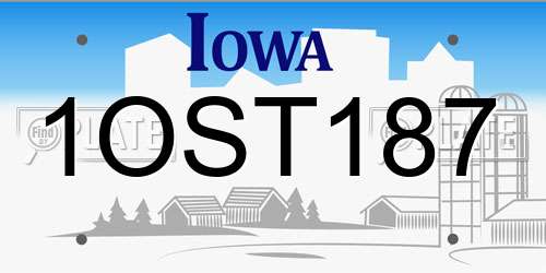 1OST187 Iowa License Plate