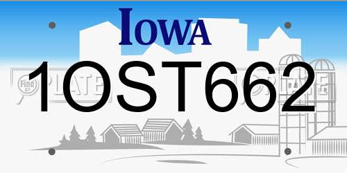 1OST662 Iowa License Plate