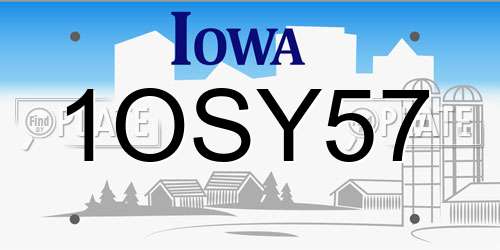 1OSY57 Iowa License Plate
