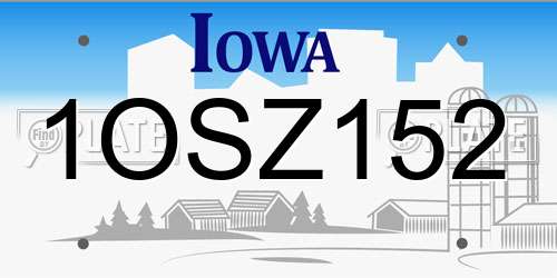1OSZ152 Iowa License Plate