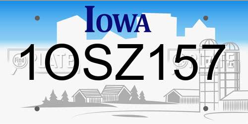 1OSZ157 Iowa License Plate