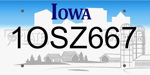 1OSZ667 Iowa License Plate
