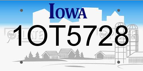 1OT5728 Iowa License Plate