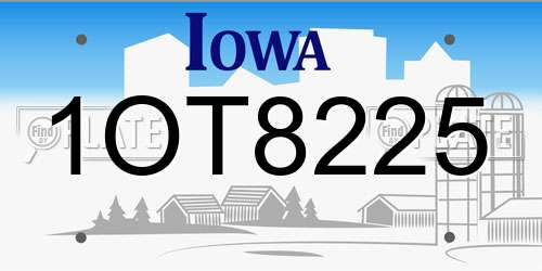 1OT8225 Iowa License Plate