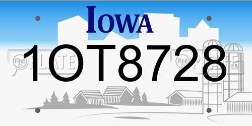 1OT8728 Iowa License Plate