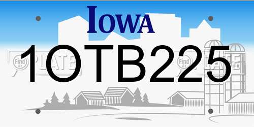 1OTB225 Iowa License Plate