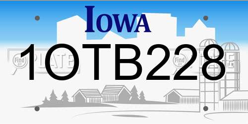 1OTB228 Iowa License Plate