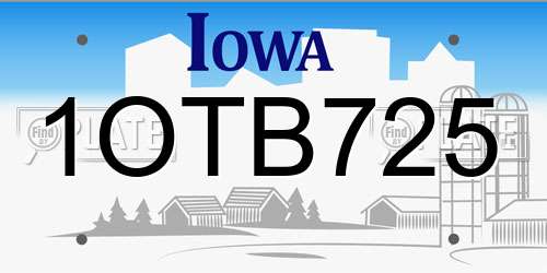 1OTB725 Iowa License Plate