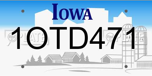 1OTD471 Iowa License Plate