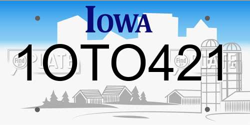 1OTO421 Iowa License Plate