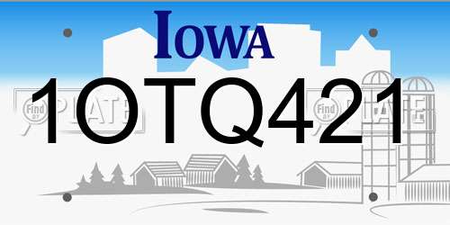 1OTQ421 Iowa License Plate