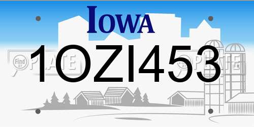 1OZI453 Iowa License Plate