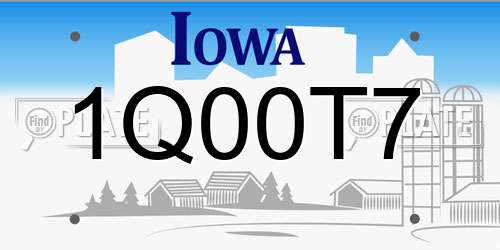 1Q00T7 Iowa License Plate