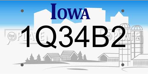 1Q34B2 Iowa License Plate