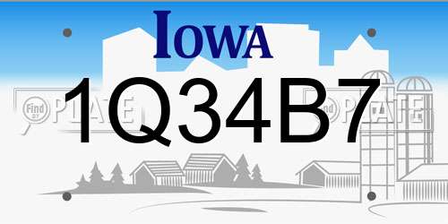 1Q34B7 Iowa License Plate