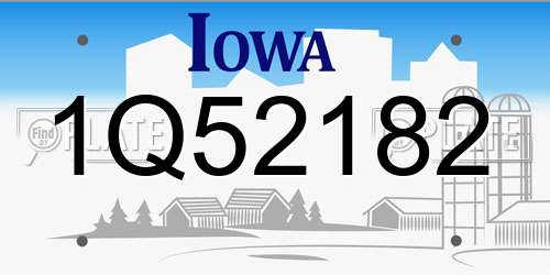 1Q52182 Iowa License Plate