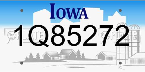 1Q85272 Iowa License Plate