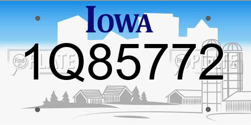 1Q85772 Iowa License Plate