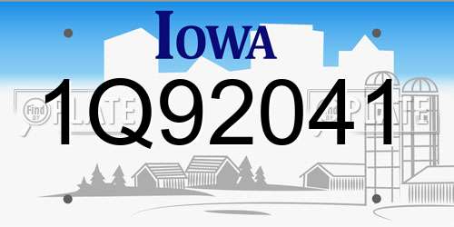 1Q92041 Iowa License Plate