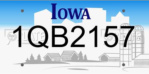 1QB2157 Iowa License Plate