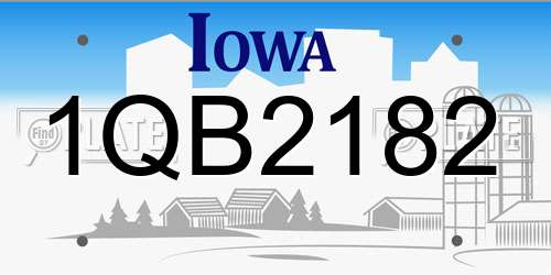 1QB2182 Iowa License Plate