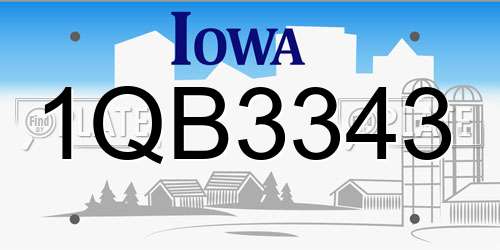 1QB3343 Iowa License Plate