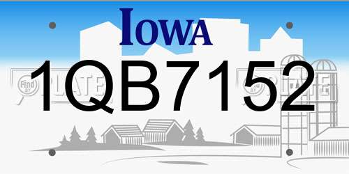 1QB7152 Iowa License Plate