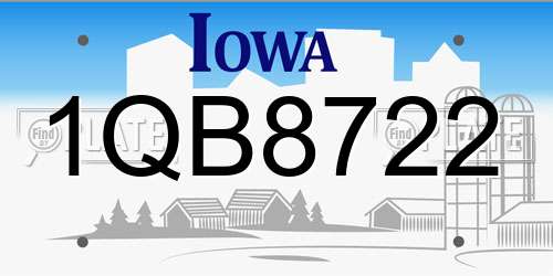 1QB8722 Iowa License Plate