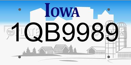 1QB9989 Iowa License Plate