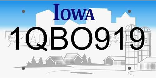 1QBO919 Iowa License Plate