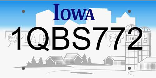1QBS772 Iowa License Plate