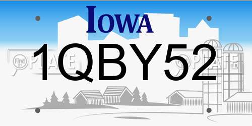 1QBY52 Iowa License Plate